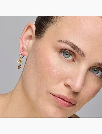 Boucles d'oreilles Luxenter en argent 925 et cristal multicolore, finition or jaune 18 k - Balal