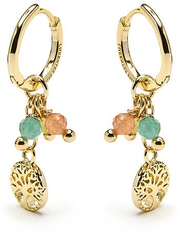 Boucles d'oreilles Luxenter en argent 925 et cristal multicolore, finition or jaune 18 k - Balal
