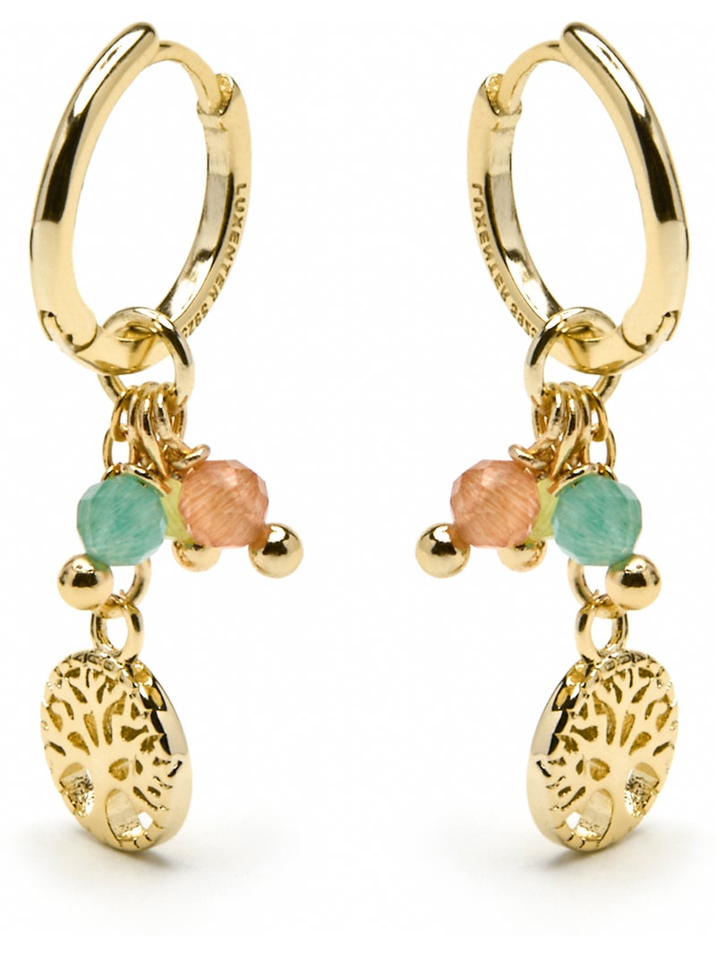 Boucles d'oreilles Luxenter en argent  925 et cristal multicolore, finition or jaune 18 k - Balal Multicolore - Kiabi