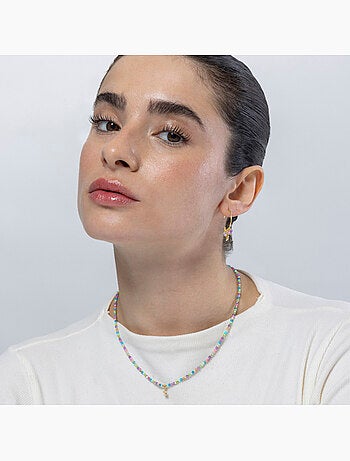 Boucles d'oreilles Luxenter en argent 925 et cristal multicolore, finition or jaune 18 k - Étoile