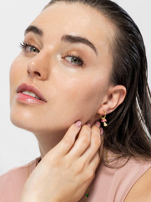 Boucles d'oreilles Luxenter en argent 925 et cristal rose avec finition et plaqué or 18k-Coeur - Kiabi