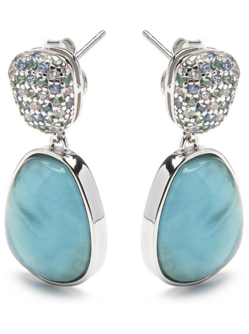 Boucles d'oreilles Luxenter en Argent 925 et Doublet Hématite / Cristal bleu rhodié - Kiziane Bleu - Kiabi