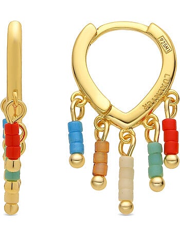 Boucles d'oreilles Luxenter en argent 925 et laqué multicolore, finition or jaune 18 k - Kelao