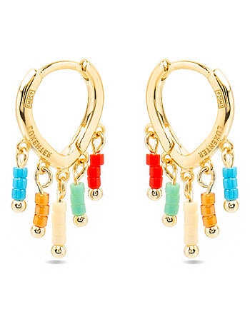 Boucles d'oreilles Luxenter en argent 925 et laqué multicolore, finition or jaune 18 k - Kelao