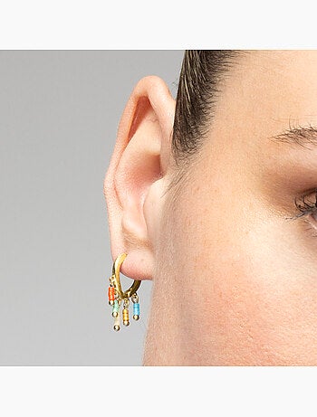 Boucles d'oreilles Luxenter en argent 925 et laqué multicolore, finition or jaune 18 k - Kelao