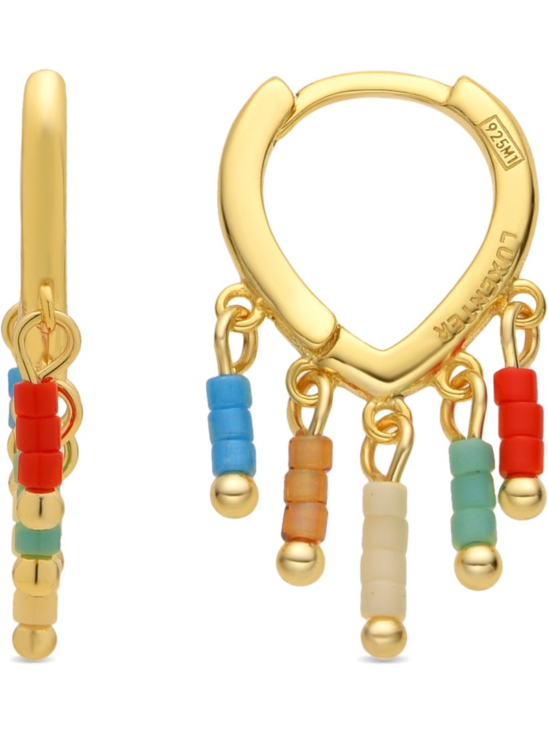 Boucles d'oreilles Luxenter en argent  925 et laqué multicolore, finition or jaune 18 k - Kelao Multicolore - Kiabi