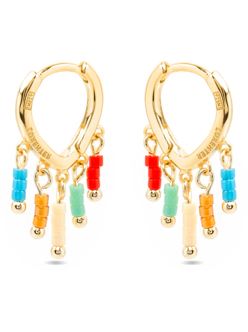 Boucles d'oreilles Luxenter en argent  925 et laqué multicolore, finition or jaune 18 k - Kelao Multicolore - Kiabi
