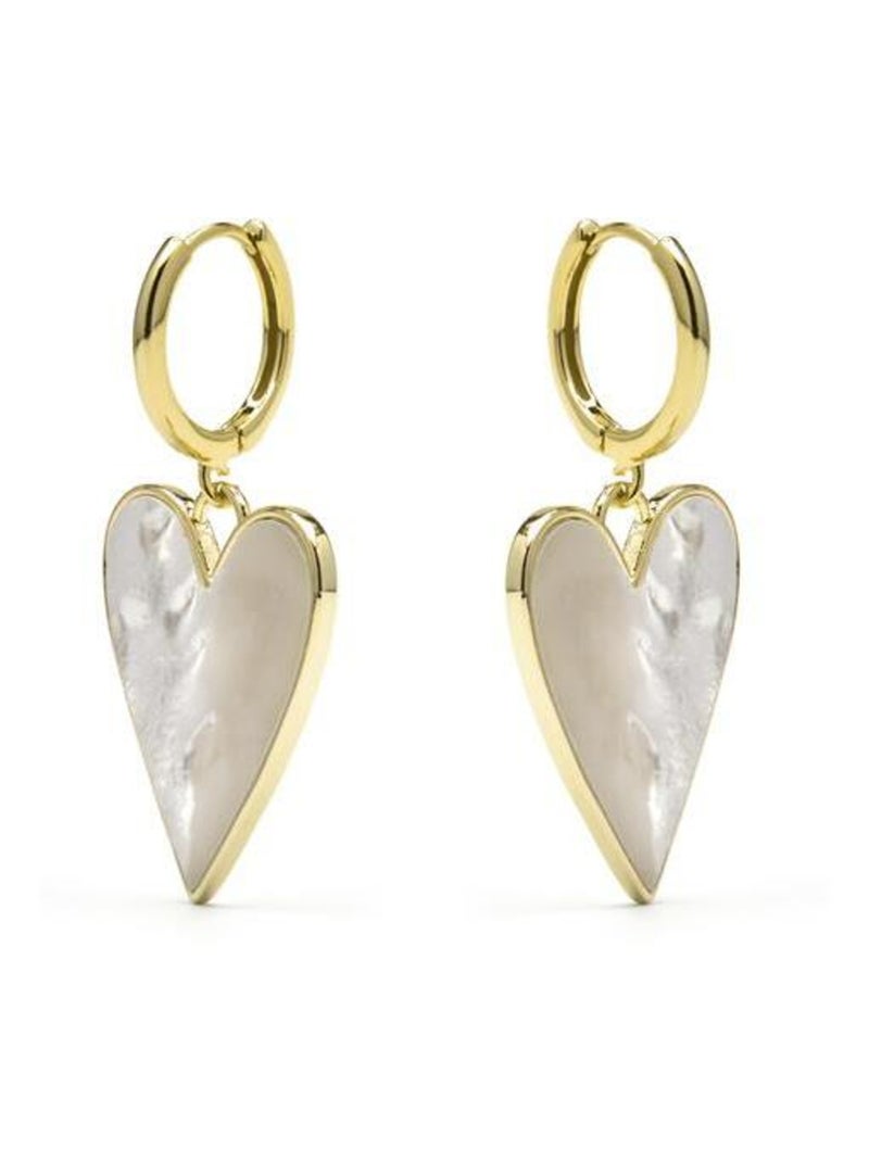Boucles d'oreilles Luxenter en argent 925 et nacre blanche plaquée or jaune 18k - Akna Blanc - Kiabi