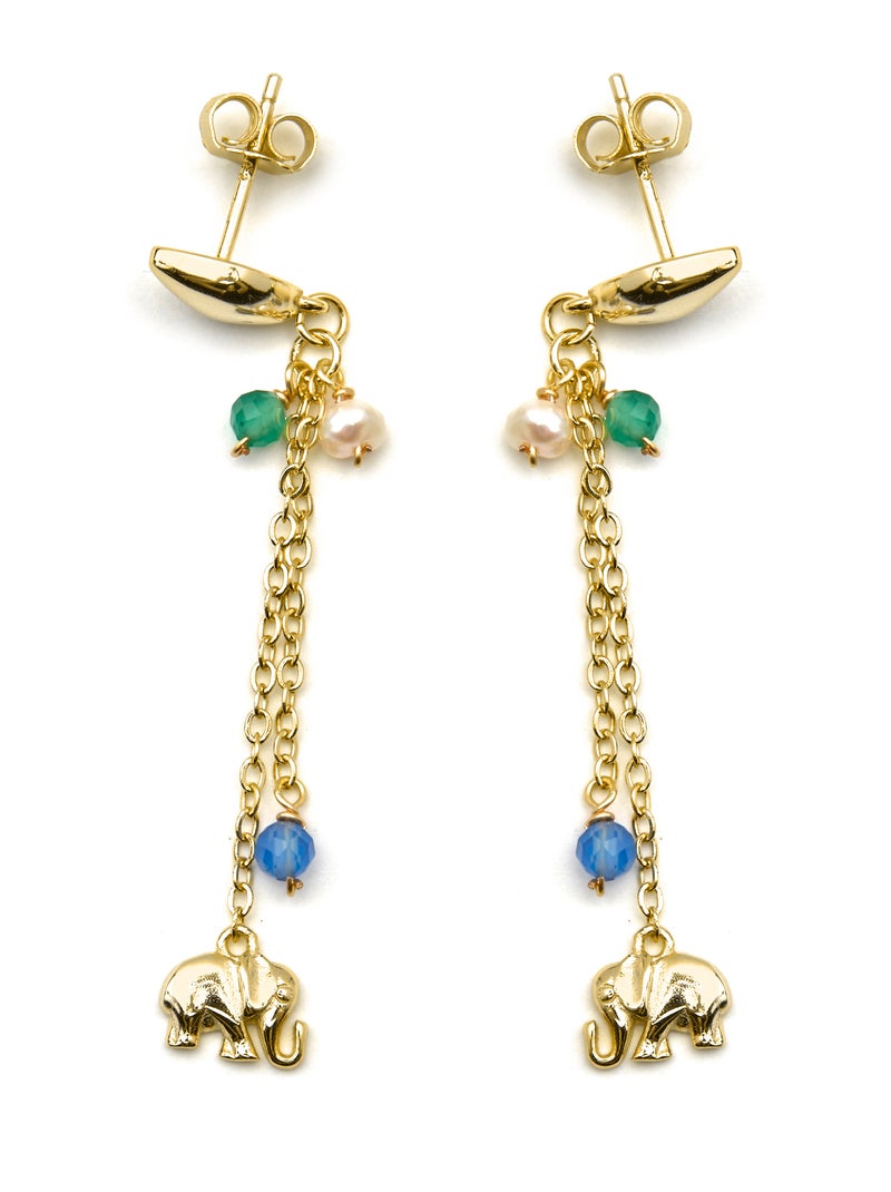 Boucles d'oreilles Luxenter en argent 925 et or 18 carats - Dirhum Bleu - Kiabi