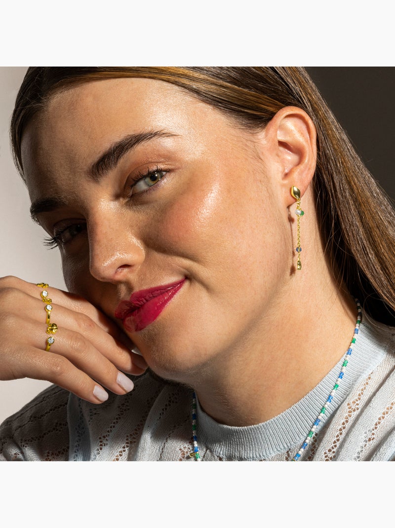 Boucles d'oreilles Luxenter en argent 925 et or 18k - Dirhum Bleu - Kiabi