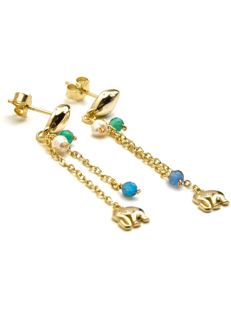 Boucles d'oreilles Luxenter en argent 925 et or 18k - Dirhum Bleu - Kiabi