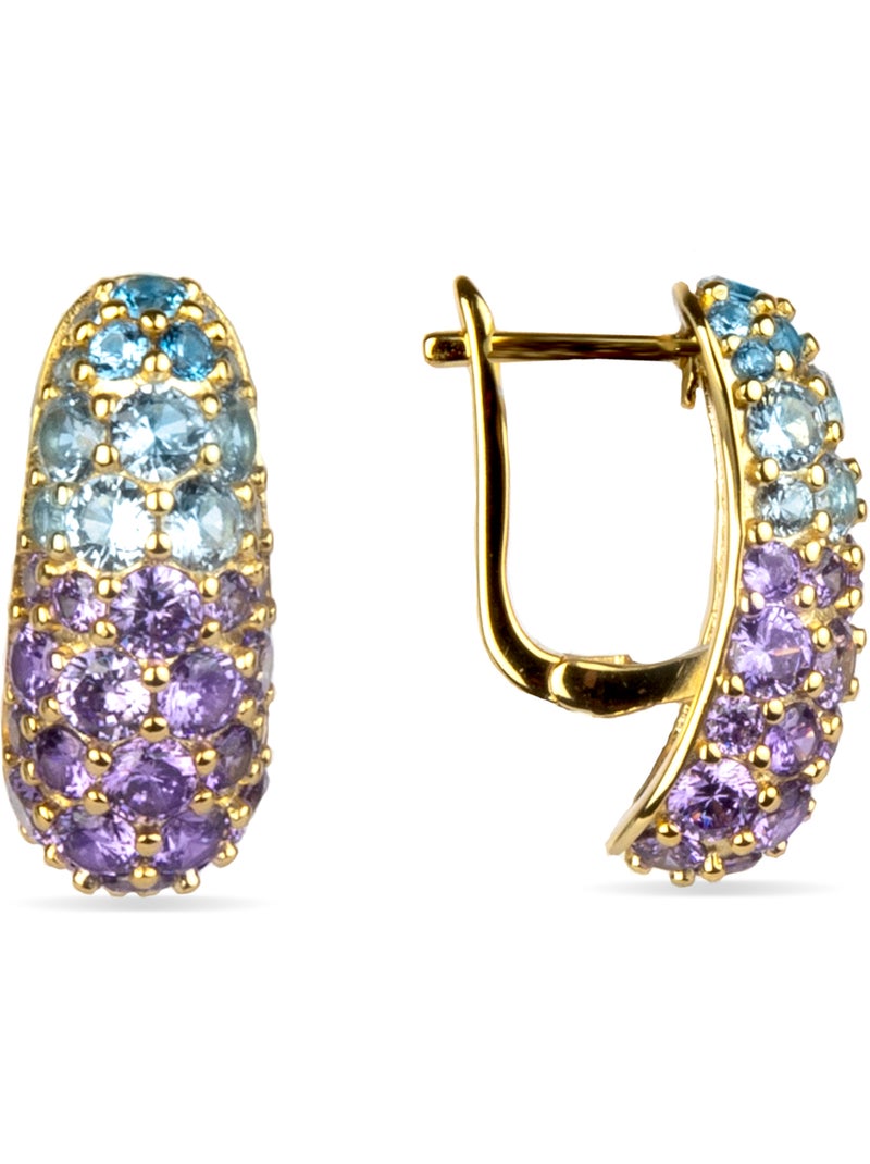 Boucles d'oreilles Luxenter en argent 925 et or 18k avec zircons multicolores - Abxi Multicolore - Kiabi