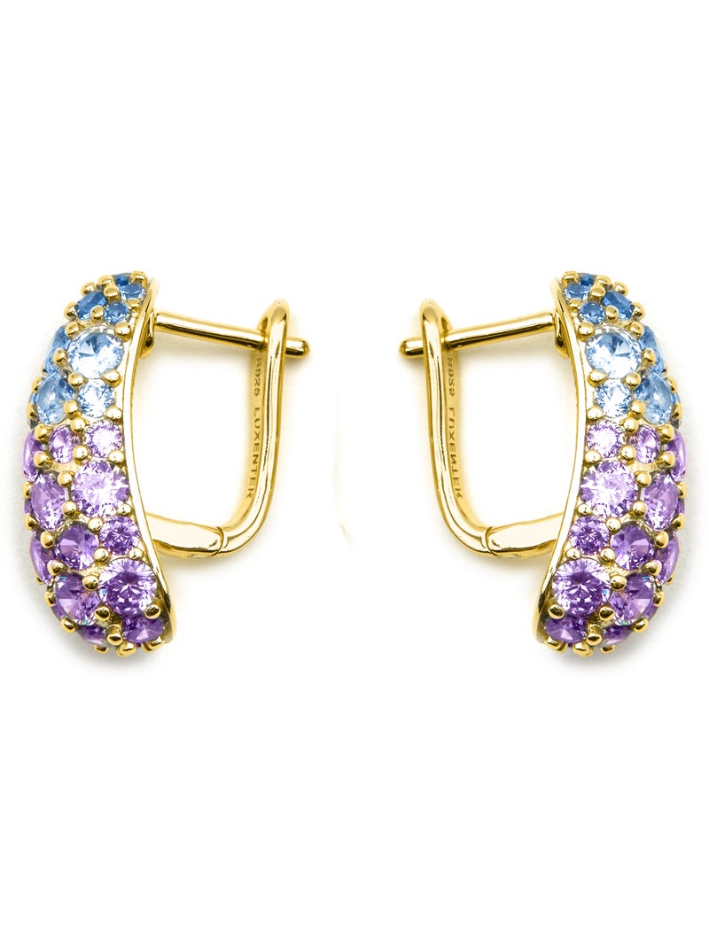 Boucles d'oreilles Luxenter en argent 925 et or 18k avec zircons multicolores - Abxi Multicolore - Kiabi