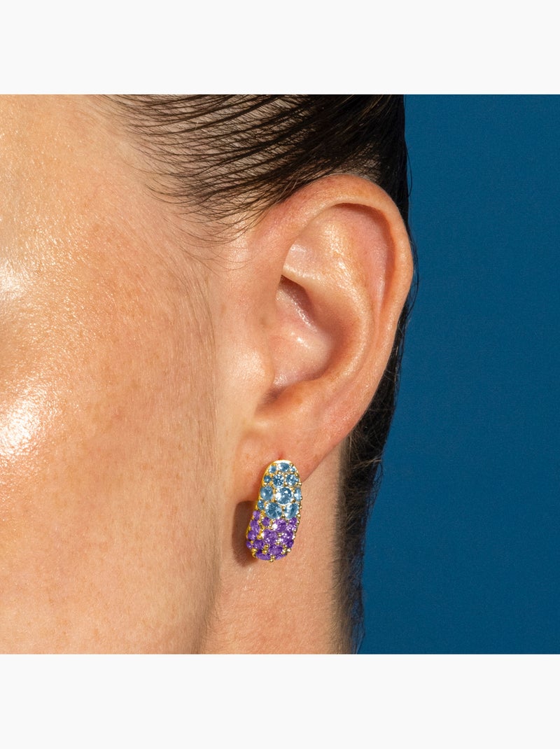 Boucles d'oreilles Luxenter en argent 925 et or 18k avec zircons multicolores - Abxi Multicolore - Kiabi
