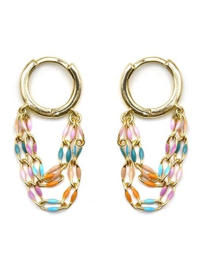Boucles d'oreilles Luxenter en argent 925 et or 18k laqué multicolore - Noida Multicolore - Kiabi