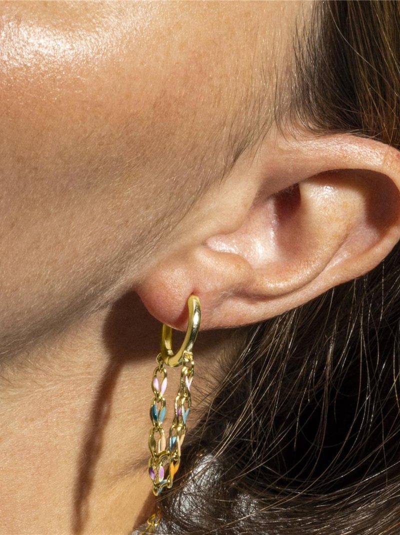 Boucles d'oreilles Luxenter en argent 925 et or 18k laqué multicolore - Noida Multicolore - Kiabi