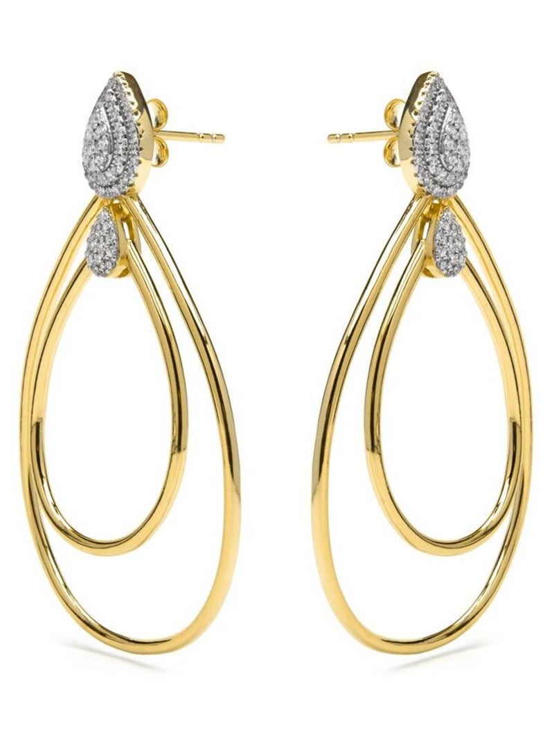 Boucles d'oreilles Luxenter en argent 925 et or jaune 18 carats avec zircon brillant - Hyka Blanc - Kiabi