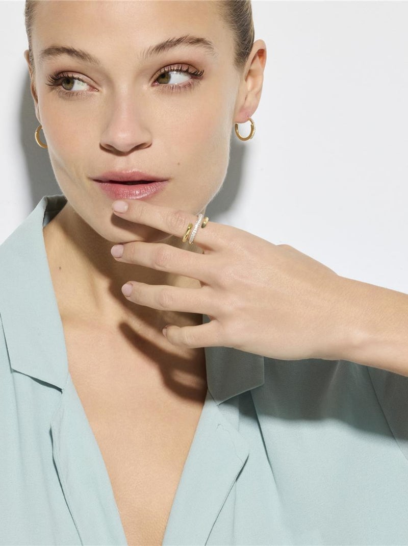 Boucles d'oreilles Luxenter en argent 925 et or jaune 18 carats avec zircone brillante - Kami Blanc - Kiabi