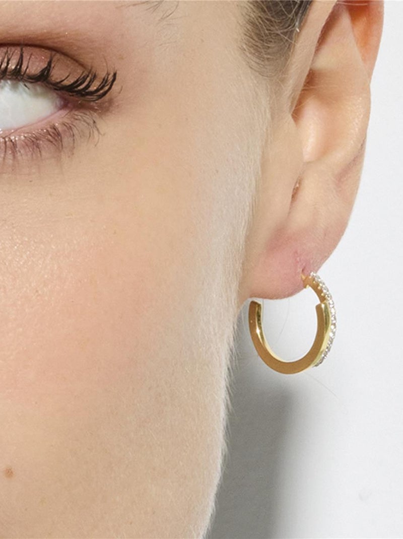 Boucles d'oreilles Luxenter en argent 925 et or jaune 18 carats avec zircone brillante - Kami Blanc - Kiabi