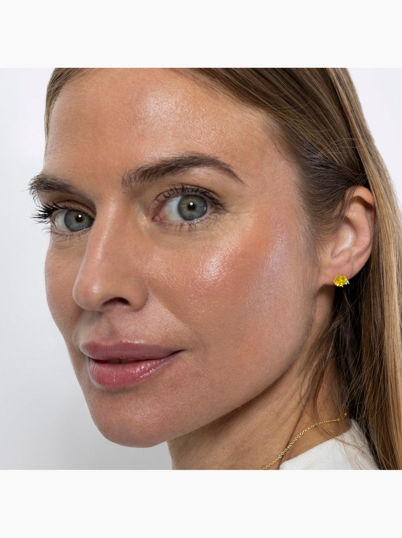 Boucles d'oreilles Luxenter en argent 925 et Padparadscha finies et plaqué or 18k - Akma Jaune - Kiabi