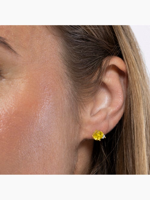 Boucles d'oreilles Luxenter en argent 925 et Padparadscha finies et plaqué or 18k - Akma - Kiabi