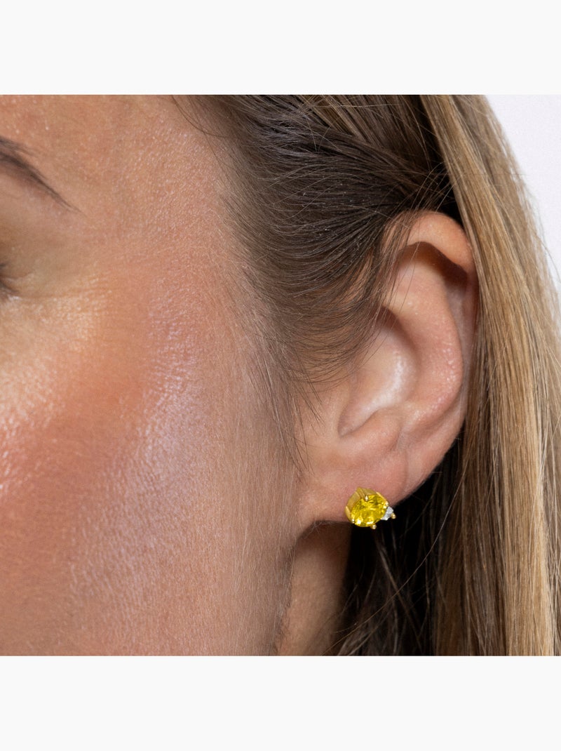 Boucles d'oreilles Luxenter en argent 925 et Padparadscha finies et plaqué or 18k - Akma Jaune - Kiabi