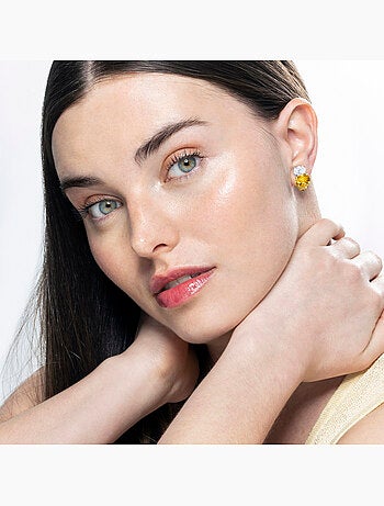 Boucles d'oreilles Luxenter en argent 925 et Padparadscha finies et plaqué or 18k - Elsoni