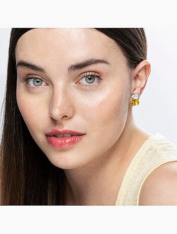 Boucles d'oreilles Luxenter en argent 925 et Padparadscha finies et plaqué or 18k - Elsoni