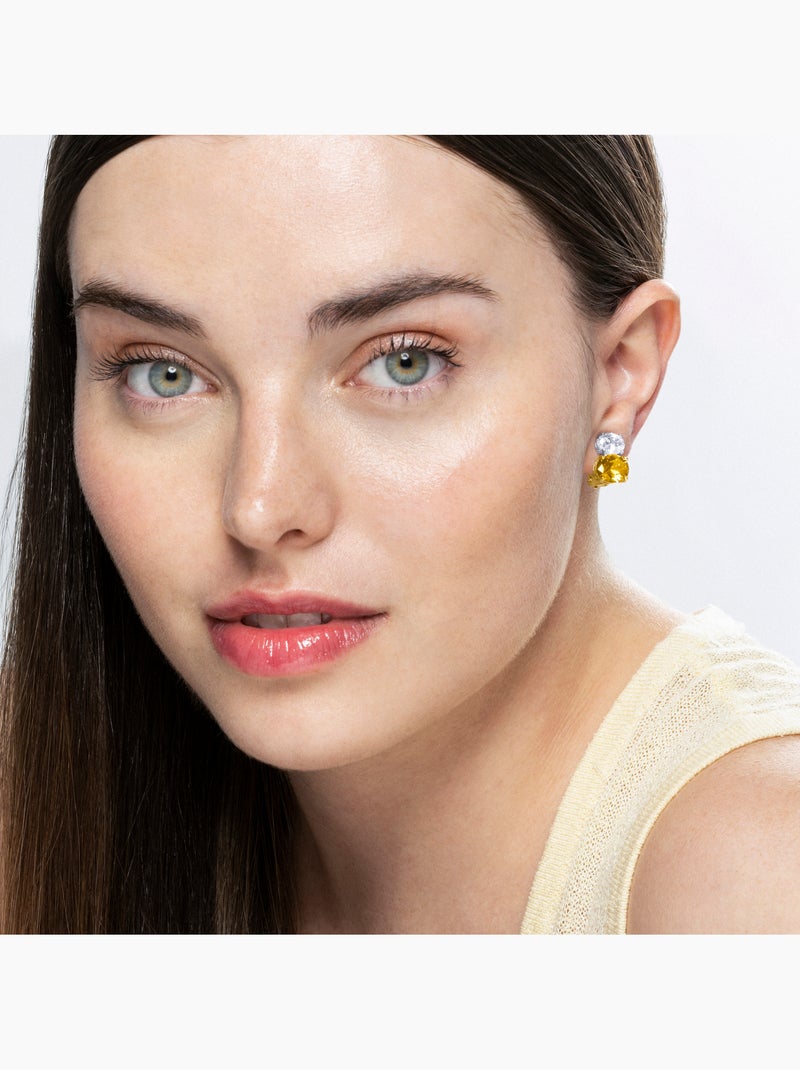Boucles d'oreilles Luxenter en argent 925 et Padparadscha finies et plaqué or 18k - Elsoni Jaune - Kiabi