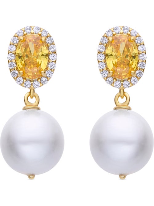 Boucles d'oreilles Luxenter en argent 925 et Padparadscha finies et plaqué or 18k - Ihri - Kiabi