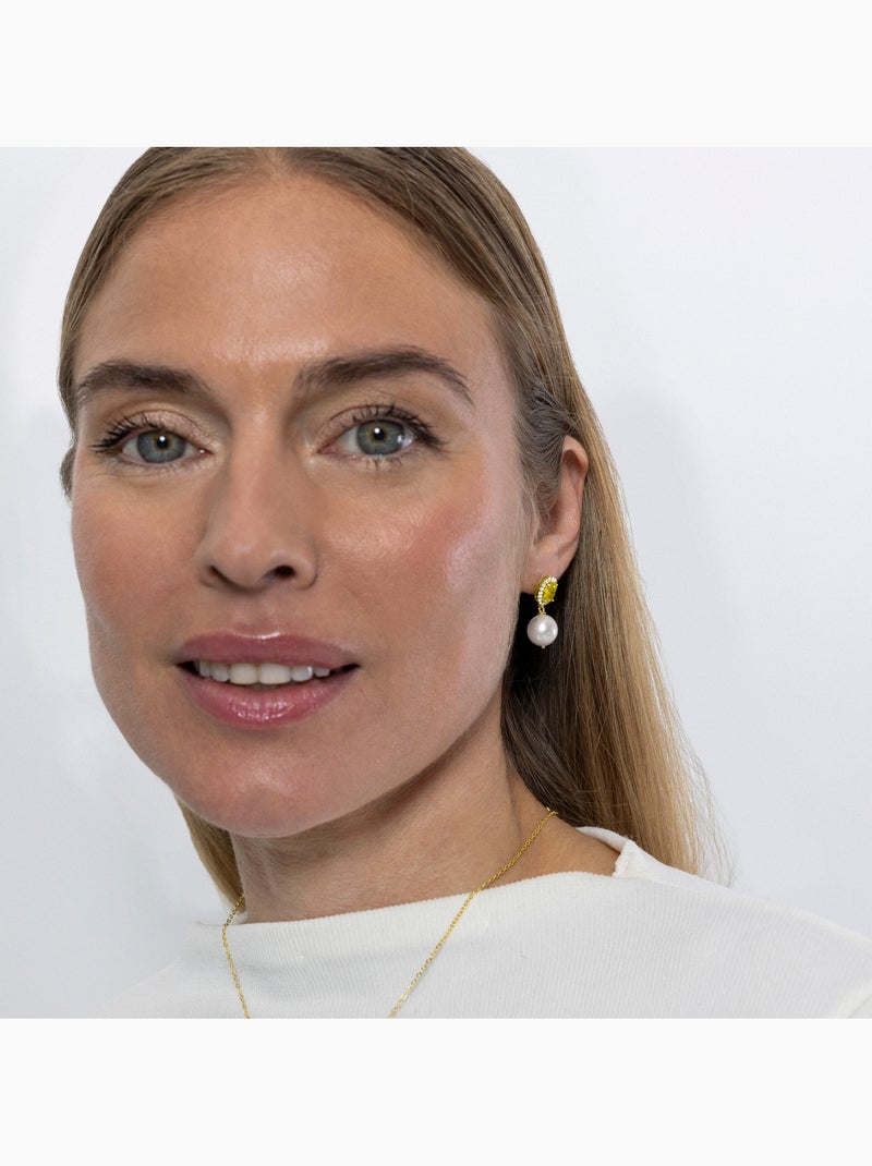 Boucles d'oreilles Luxenter en argent 925 et Padparadscha finies et plaqué or 18k - Ihri Jaune - Kiabi