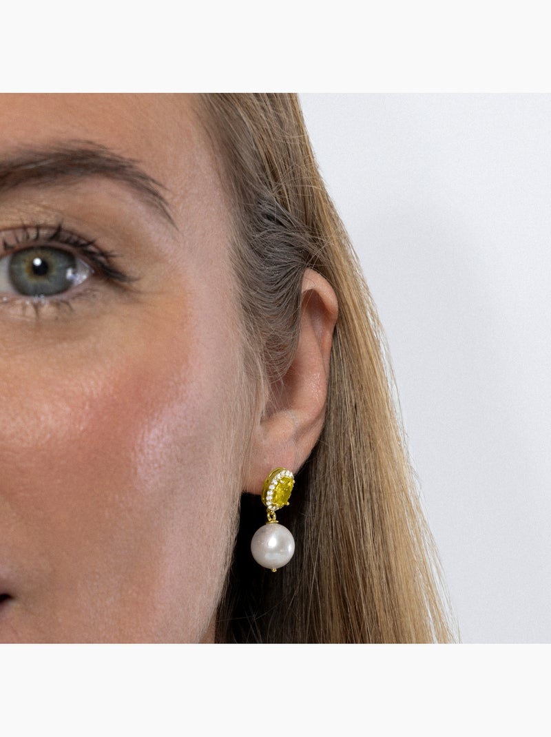 Boucles d'oreilles Luxenter en argent 925 et Padparadscha finies et plaqué or 18k - Ihri Jaune - Kiabi