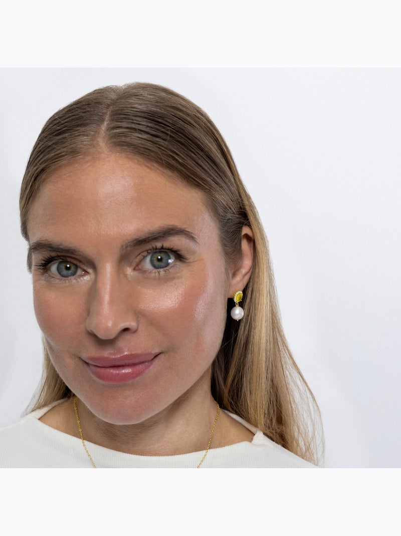 Boucles d'oreilles Luxenter en argent 925 et Padparadscha finies et plaqué or 18k - Ihri Jaune - Kiabi