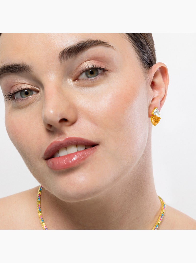 Boucles d'oreilles Luxenter en argent 925 et Padparadscha finies et plaqué or 18k - Simtul Jaune - Kiabi