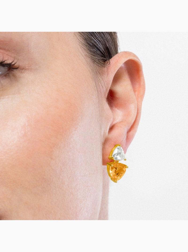 Boucles d'oreilles Luxenter en argent 925 et Padparadscha finies et plaqué or 18k - Simtul Jaune - Kiabi