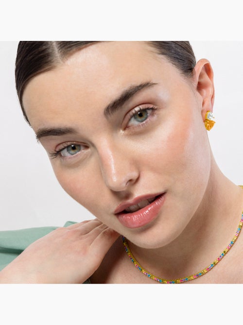 Boucles d'oreilles Luxenter en argent 925 et Padparadscha finies et plaqué or 18k - Simtul - Kiabi