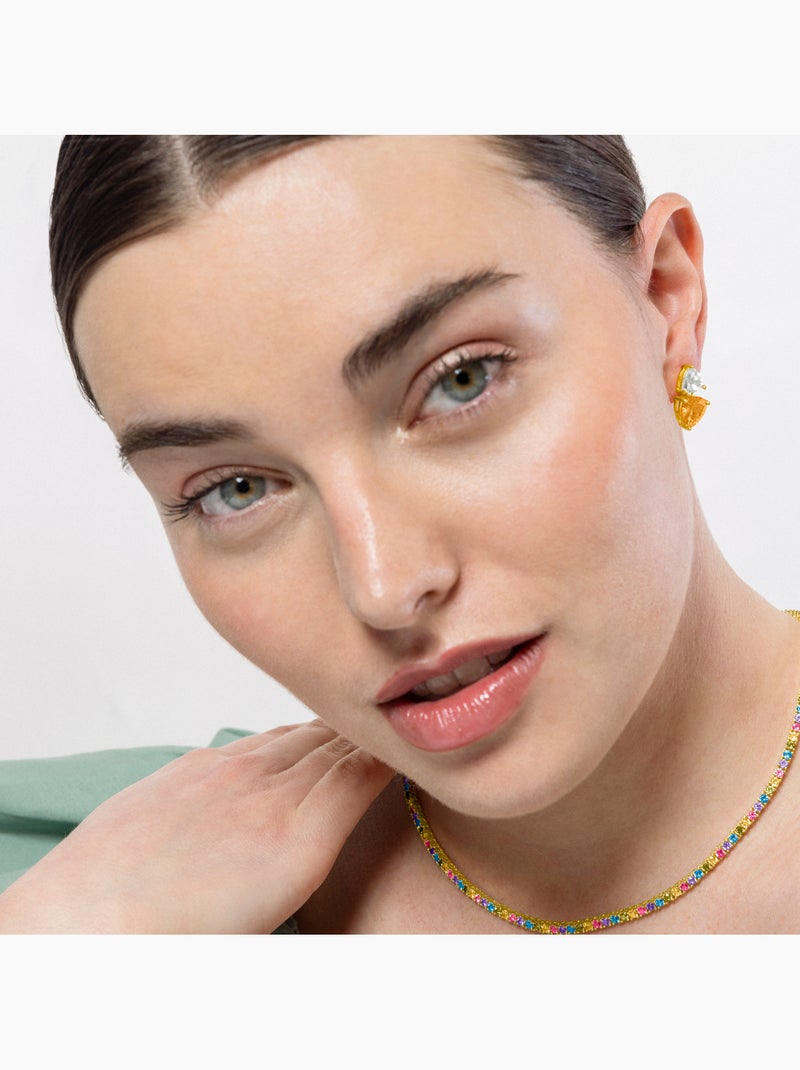 Boucles d'oreilles Luxenter en argent 925 et Padparadscha finies et plaqué or 18k - Simtul Jaune - Kiabi