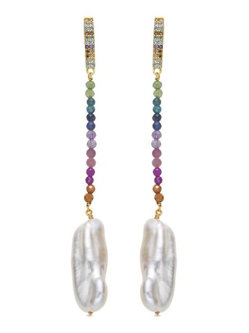 Boucles d'oreilles Luxenter en argent 925 et perle blanche plaquée or jaune 18 carats - Dephia - Kiabi