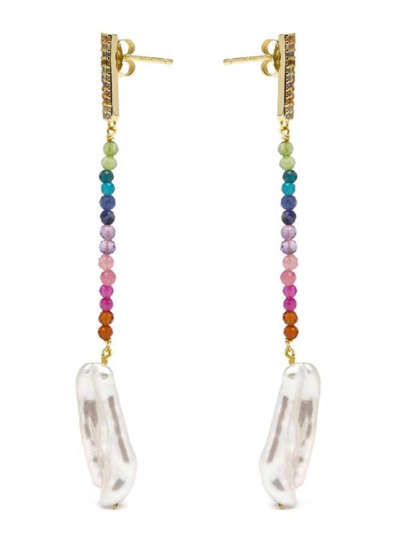 Boucles d'oreilles Luxenter en argent 925 et perle blanche plaquée or jaune 18 carats - Dephia Blanc - Kiabi