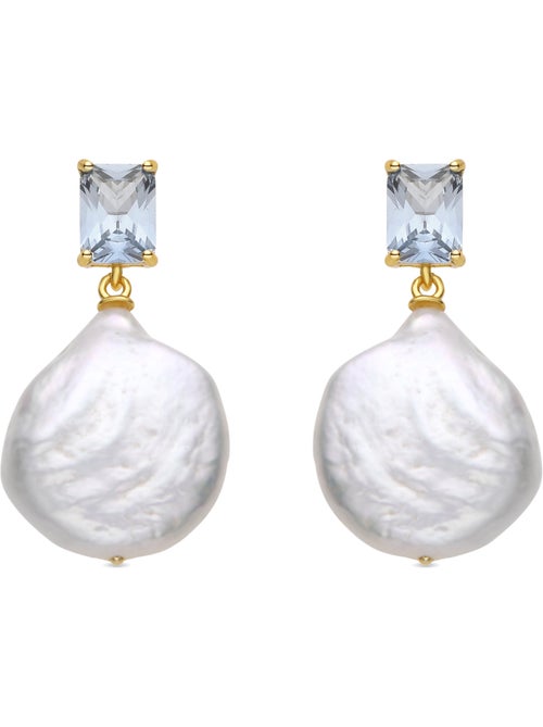 Boucles d'oreilles Luxenter en argent 925 et perles blanches finies et plaqué or 18k - Dyafa - Kiabi