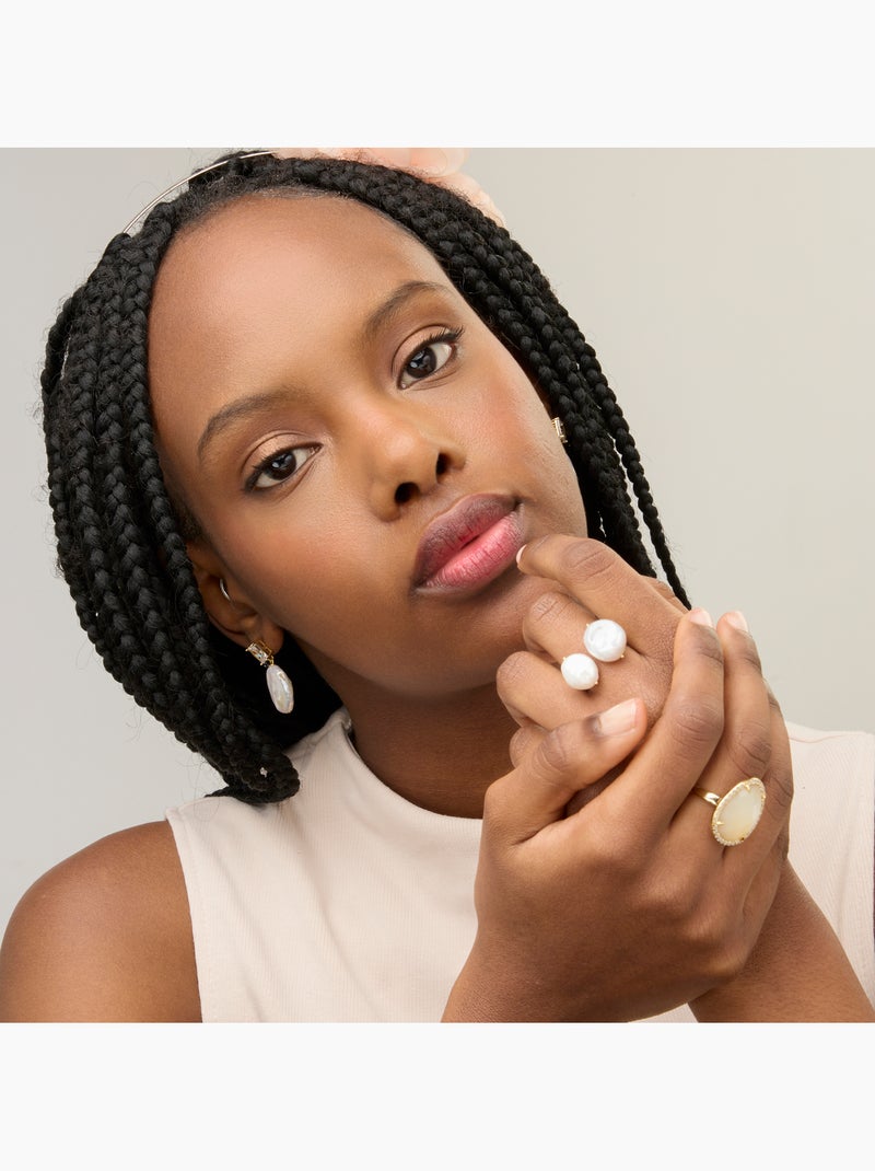 Boucles d'oreilles Luxenter en argent 925 et perles blanches finies et plaqué or 18k - Dyafa Blanc - Kiabi