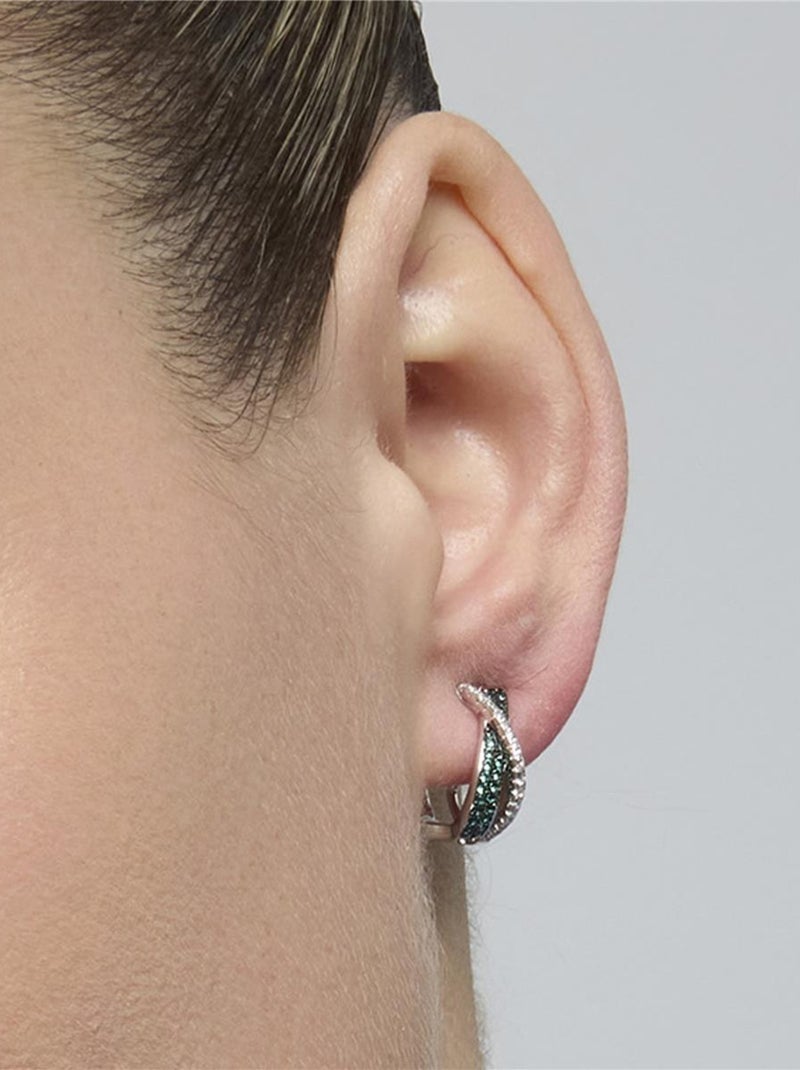 Boucles d'oreilles Luxenter en argent 925 et quartz hydrothermal vert de Paraiba rhodié - Siyi Vert - Kiabi