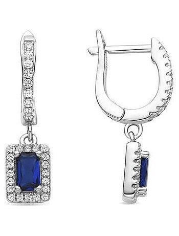 Boucles d'oreilles Luxenter en argent 925 et saphir CZ rhodié - Koiesa