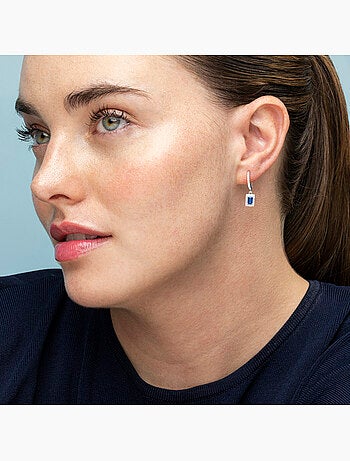 Boucles d'oreilles Luxenter en argent 925 et saphir CZ rhodié - Koiesa