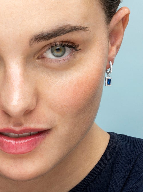 Boucles d'oreilles Luxenter en argent 925 et saphir CZ rhodié - Koiesa - Kiabi