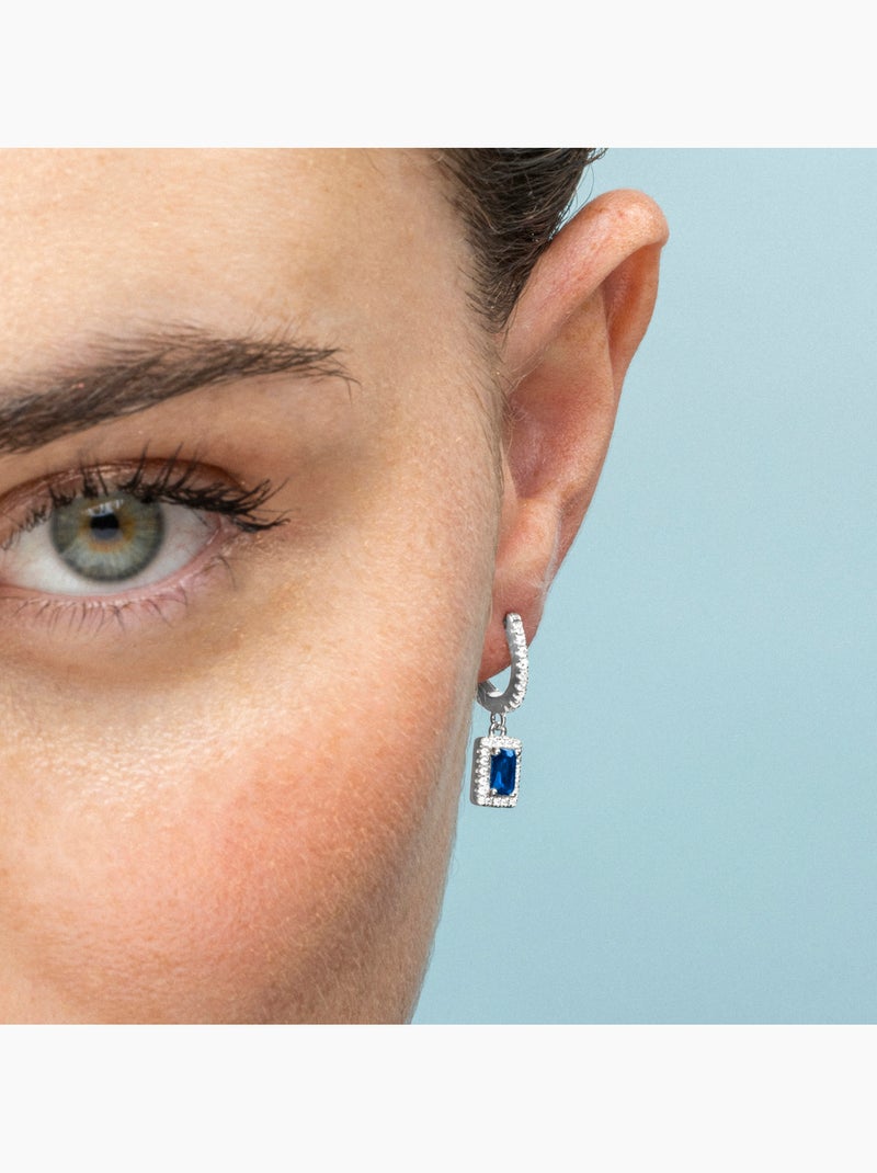 Boucles d'oreilles Luxenter en argent 925 et saphir CZ rhodié - Koiesa Bleu - Kiabi