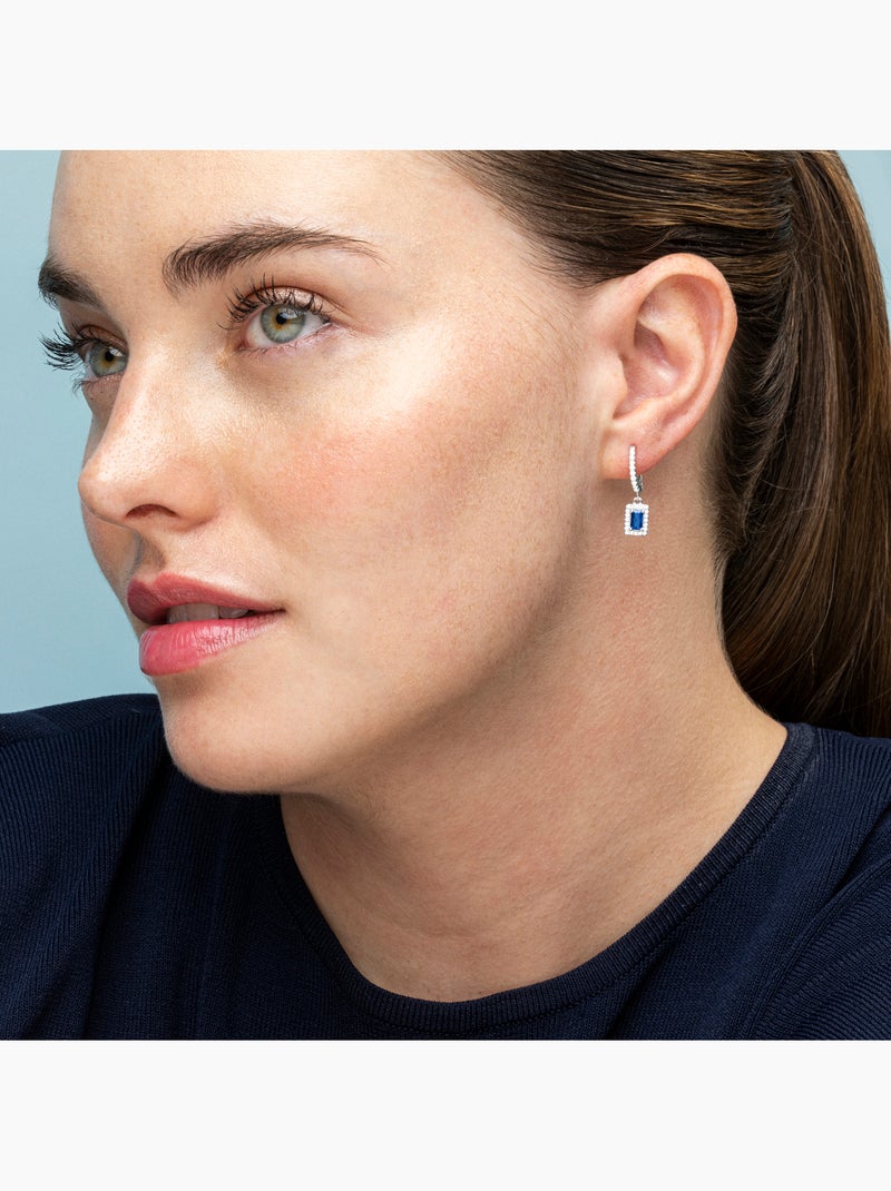 Boucles d'oreilles Luxenter en argent 925 et saphir CZ rhodié - Koiesa Bleu - Kiabi