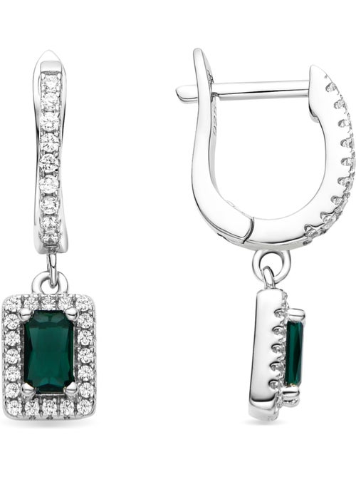 Boucles d'oreilles Luxenter en argent 925 et zircon aigue-marine plaqué rhodium - Koiesa - Kiabi