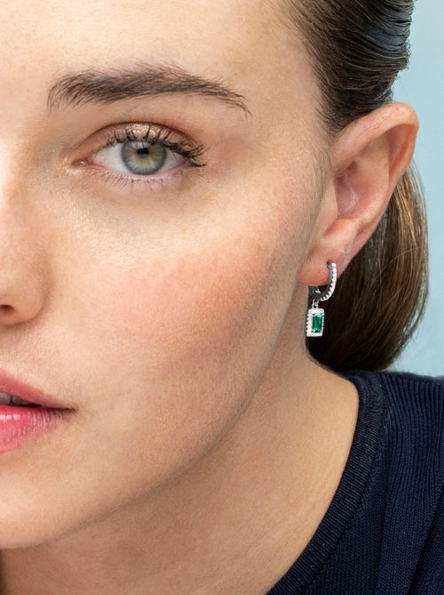 Boucles d'oreilles Luxenter en argent 925 et zircon aigue-marine plaqué rhodium - Koiesa - Kiabi