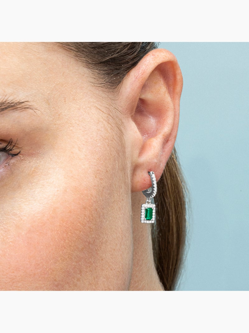 Boucles d'oreilles Luxenter en argent 925 et zircon aigue-marine plaqué rhodium - Koiesa Vert - Kiabi